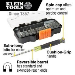 Klein Tools Klein All-in-1 Precision Screwdriver Set With Case 32717 -Werner Sales Shop 32717 callout1 b