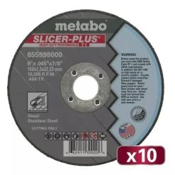 Metabo Tools Metabo 6" X 0.45" X 7/8" Type 1 Slicer Plus Wheels (10-Pack) US655998010
