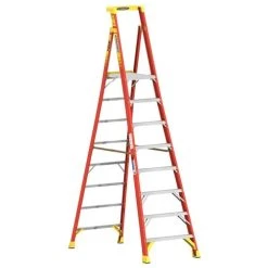 Werner Ladders & Fall Protection Werner 14' Fiberglass Podium Ladder 8' Platform Type IA PD6208